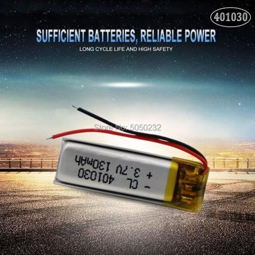 1pc 3.7V 130mAh 401030 Lithium Polymer Li-Po Rechargeable Battery For MP3 MP4 MP5 GPS DVD tablet Bluetooth camera Lipo cell
