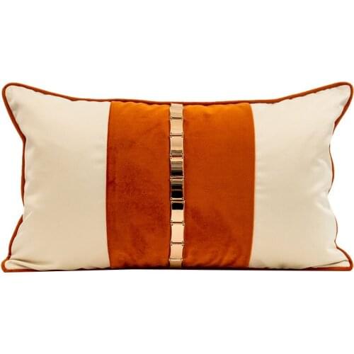 LAN JINGZE Metal Decorative For Living Room Sofa Pillowcase Soft Waist Pillow Grey Blue Orange Yellow Patchwork Home Decor