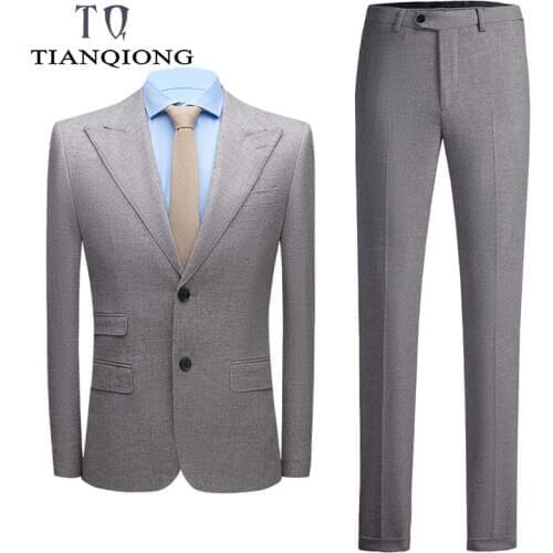 TIAN QIONG Mens Suits with Pants Fashion Wedding Suits for Men Costume Homme Mariage High Quality Formal Suit Male Jacket+Pants