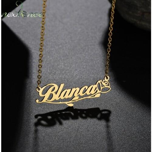 Nextvance Rose Heart Customized Name Personalized Necklace Stainless Steel Pendant Chain for Lover Women Valentines Day Gift