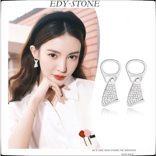 EDY 2021 New Punk Can Pull Ring Exaggeration Micro-inlaid Zircon Earrings For Women Girls Stud Earrings Party Wedding Jewelry