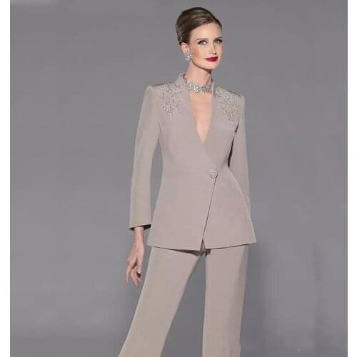New Arrival 2021 Mother Of The Bride Two-Piece Mother Of Bride Pant Suit Wedding Mothers Groom Dress Long Sleeve Guest Dress