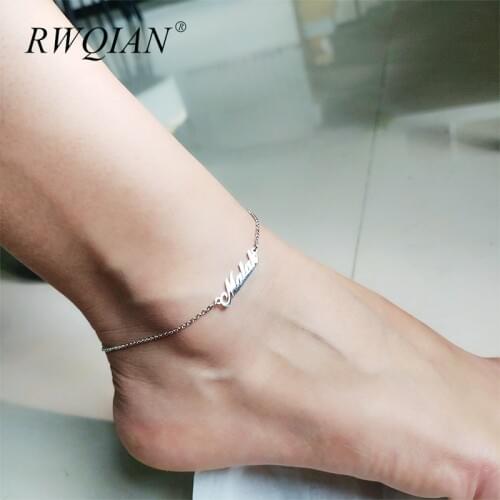 Custom Name Anklet For Women Gold Silver Color Stainless Steel Leg Chain Personalized Female Ankle Bracelet Charm Foot Jewelry