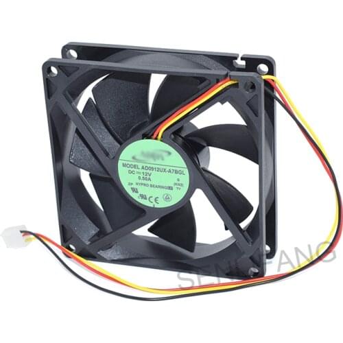 Original For ADDA AD0912UX-A7BGL DC 12V 0.50A 3 Lines Server Square Cooling Fan