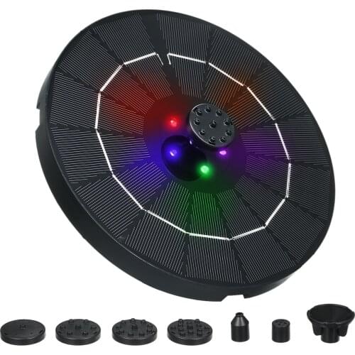 Floating Solar Fountain Pool Decoration Colorful LED Light Solar Panel Powered Fountain Water Pump Pond Lawn Garden Decoration