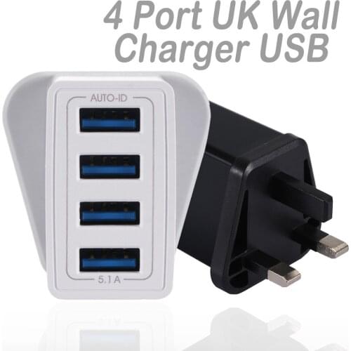 4 Port Charger 5.1A UK Wall Chargers USB Adapter Fast Charging Station Power Charge For Iphone For huawei 7