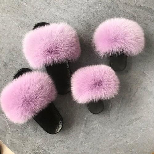 2020 New Kids Real Fox Slippers Raccoon Slides Beach Slippers Chinelos Menina Slippers Girl Slippers For Children EUR 24-35
