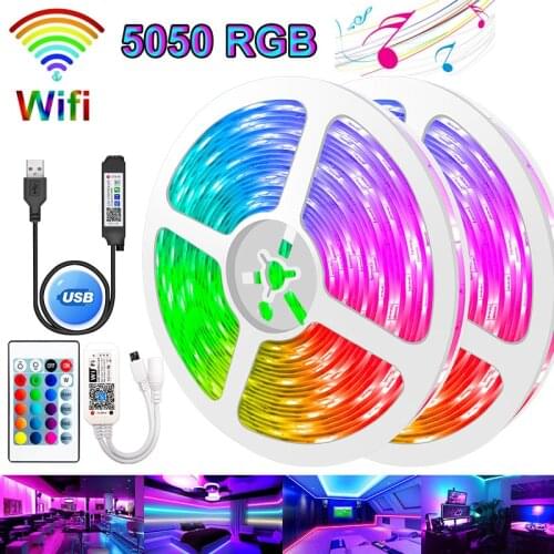 Wifi RGB LED Strip Light USB Bluetooth Smart Flexible Luces LED Ribbon Neon Lamp For Room TV Desktop Screen BackLight Diode Tape