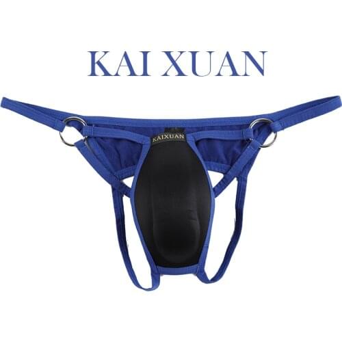 Men Sexy Underwear Thongs Low Waist Push Up Padded G String Enhance Cup Bulge Pouch Pad Jockstrap T-back hombre Male Panties