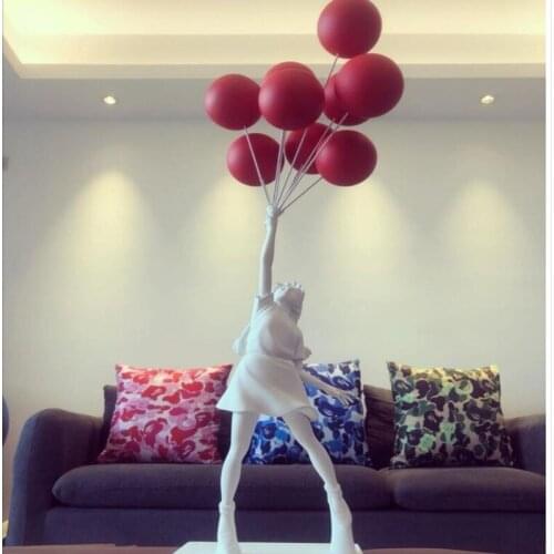 Uxurious Balloon Girl Statues Banksy Flying Balloons Girl Art Sculpture Resin Craft Home Decoration Christmas Gift 57cm