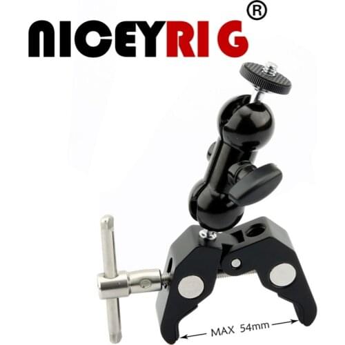 NICEYRIG Magic Arm Clamp dslr Camera Quick Release Clamp for Monitor Viewfinder Video Handlebar Camera Clamp with Ball Head