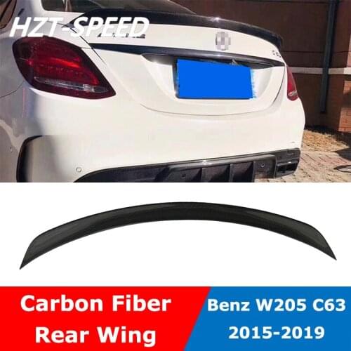 W205 V Type Carbon Fiber Rear Trunk Lip Wing For Benz C Class C180 C200 C300 C63 AMG Sedan Car 2015-2019
