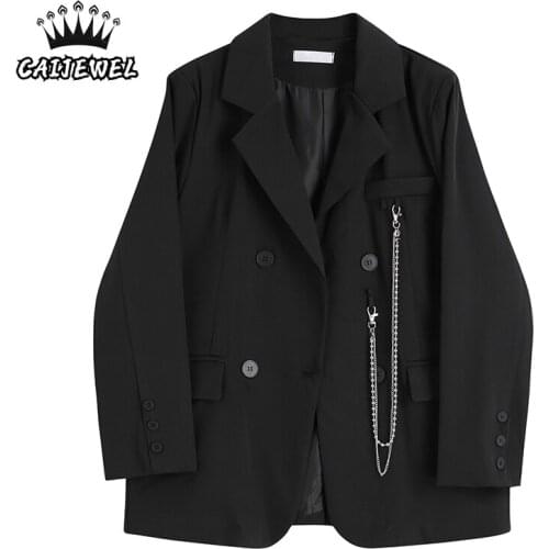 Long Sleeves Clothing Women Jacket Suit Blazer Chic Lady Street Black Blazer Ladies New Winter Baggy Outerwear Fashion Tops Coat