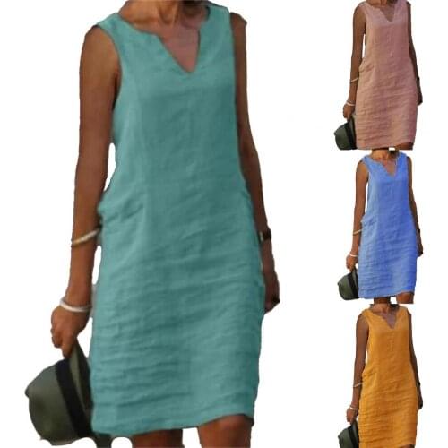 Plus Size Summer Beach Dress Solid Color V-neck All-match Stretchy Women Straight Long Casual Loose Dress 2021 New Fashion