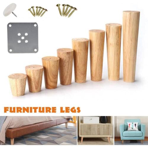 1 Pcs Natural Solid Wood Furniture Leg Inclined Cone Sofa Cabinet Table Furniture Feet Home New Chair Replacement Sloping Feet