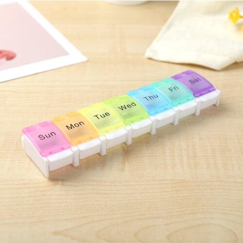 7 Days Weekly Pills Box Tablet Holder Storage Case Colorful Pill Box Medicine Drug Container Portable Travel Medicine Box
