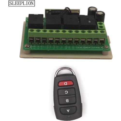 Sleeplion 315/433MHz 12V 4CH Remote Switch Remote Control Garage Door Wireless Control ON OFF System Transmitter Receiver Module