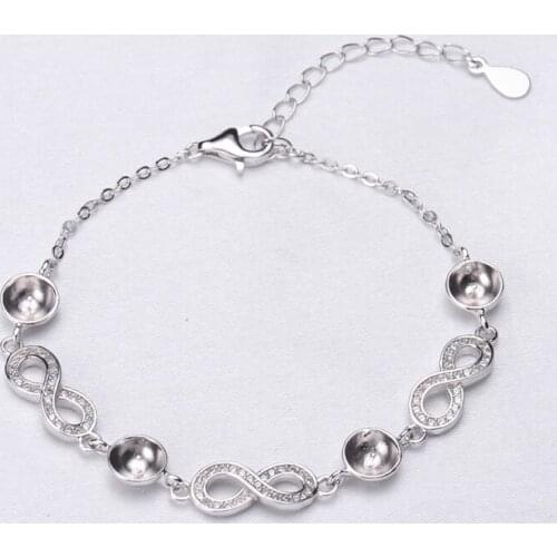 925 Sterling Silver Pearl Bracelet Mountings Fashion Bangle Findings Jewelry Parts Fittings Accessories, 3pcs/lot