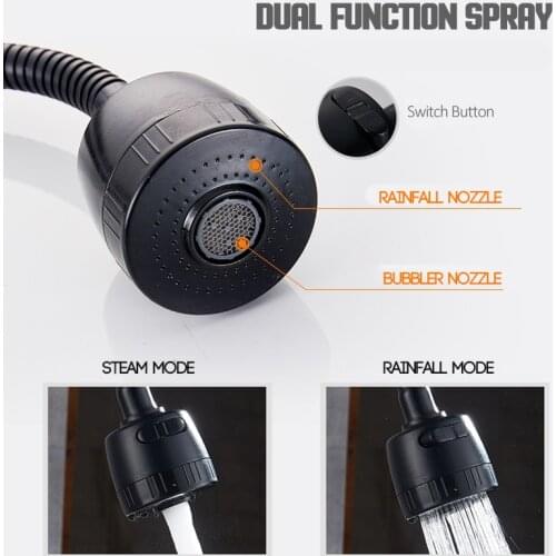 Vidric Black Wall Mounted All Lead Direction Rotation Kitchen Faucet Cold Water Kitchen Faucet 2-way Sprayer Ktichen Faucet