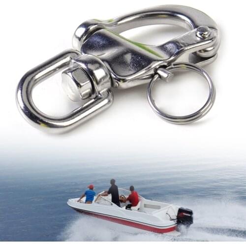 DWCX New 7 cm Stainless Steel Heavy Duty Snap Shackle D Ring Swivel Bail Fit for Marine Boat Yacht Sailing Hardware