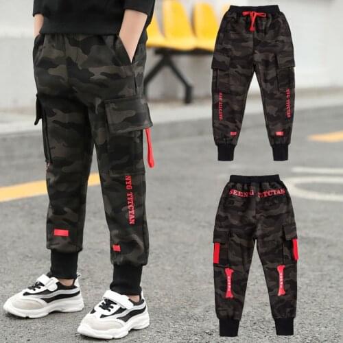 Autumn Jeans For A Boy Camouflage Military Cargo Pants Winter Thick Fleece Track Pants Childrens Jeans Cotton Long Trousers Fall