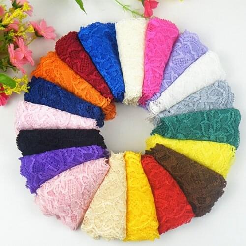 2Meters/Lot 8cm Elastic Stretchy Lace Trim for DIY Wedding Dress Underwear Lingerie Lace Ribbons White Beige Cream Black Lace