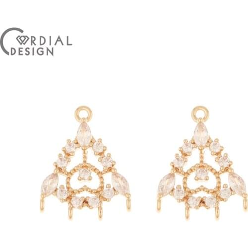 Cordial Design 50Pcs 16*21MM Jewelry Findings & Components/Earring Making/Hand Made/CZ Charms/Earring Accessories/DIY Connectors