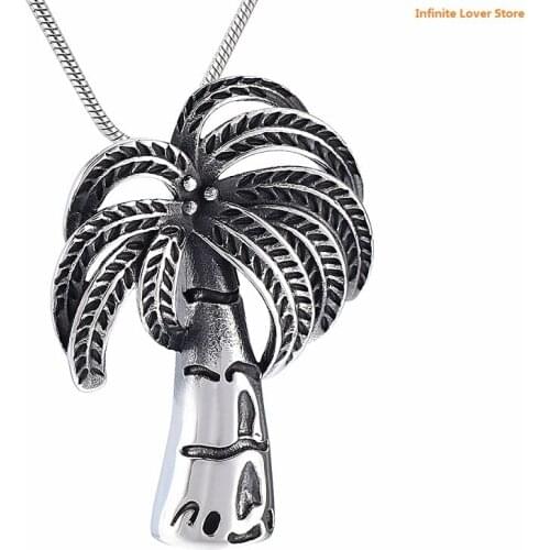 IJD9986 Unique Coconut Tree Cremation Jewelry for Ashes Pendant Holder Urns Memorial Necklace for Men Women & Free Fill Kits