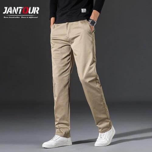 Jantour Classic Mens Khaki Casual Pants 2021 New Business Fashion Straight-fit Cotton Stretch Trousers Male Brand Clothing
