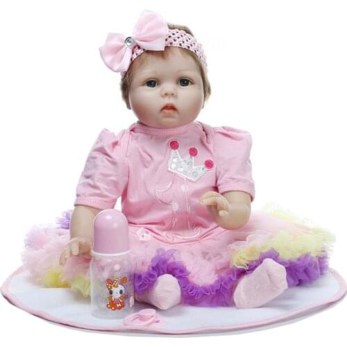 2018 New cheap 22 "55cm adoras baby doll reborn lifelike live baby girl child doll kid silicone girl toys for children gifts NPK