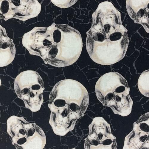 Fashion Black/White Skull Fabric Cotton Fabric Cool Head Skull Digital Print Sewing Material Diy Home Patchwork Dress Clothing