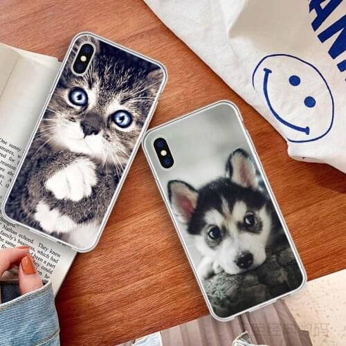Lovely Dog Husky Leopard Cat Soft Phone Case Coque For iPhone X XR MAX Cute Transparent Phone Cover For iPhone 8 7 Plus 5 6 Case