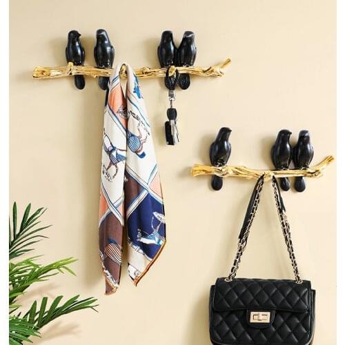 Resin Bird Wall Key Holder Home Decor Bag Clothes Coat Towel Hooks For Wall Ornament Hat Handbag Hanger Rack Wall Decoration