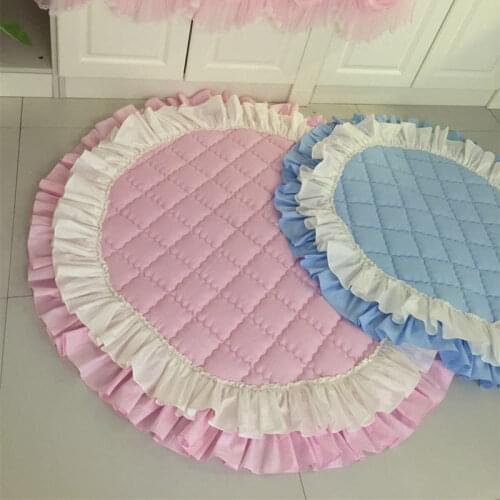 New princess bedroom carpet quilted round ruffle carpets for living room decoration rug home tapete tapis salon custom alfombra
