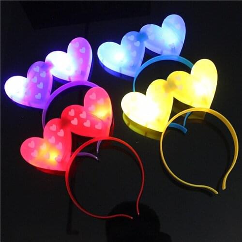 10pcs/lot Light-Up Love Heart Headband Blinking LED Flashing Hairband Hair Glow Party Wedding Concert led party