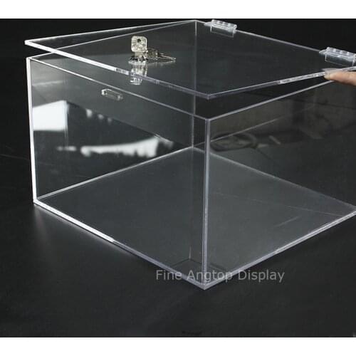 Rectangle Locking Countertop Tray Box Jewelry Display Case Tabletop Storage Showcase Clear