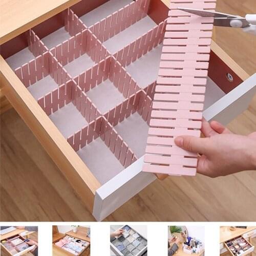 4PCS DIY Adjustable Storage Partition Board Plastic Drawer Divider Combination Partition Board Space-saving Division Organizer