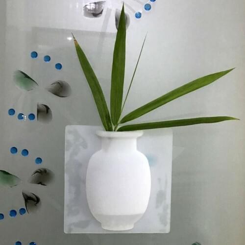 Silicone Sticky Flower Wall Hanging Vase Solid Rubber Container Floret Bottle Home Decor