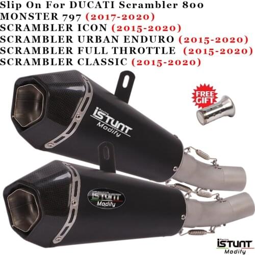Slip On For DUCATI Scrambler 800 2015 - 2020 Monster 797 2017 - 2020 Motorcycle Exhaust Escape Modified Middle Link Pipe Muffler