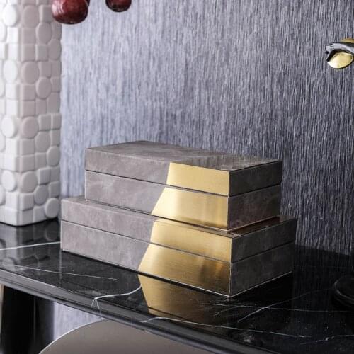 Modern Simple Metal Decorative Jewelry Box Oak Grain Storage Box Bedroom Dressing Table Decoration Ornaments Accessories