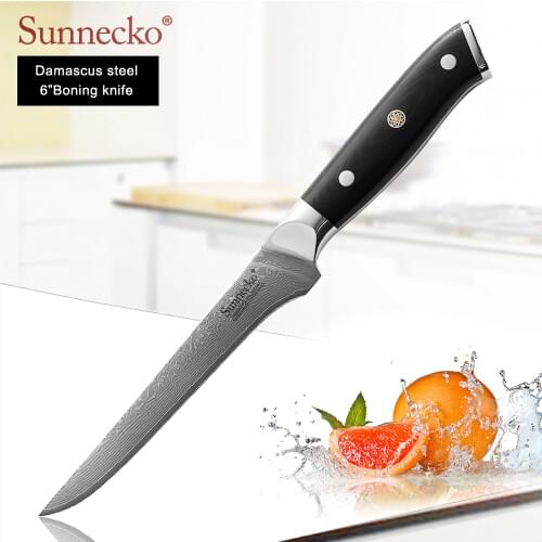 SUNNECKO Premium 6'' Boning Knives Damascus Steel Kitchen Knives Japanese VG10 Core Blade Cutter G10 Handle Sharp Cooking Tool