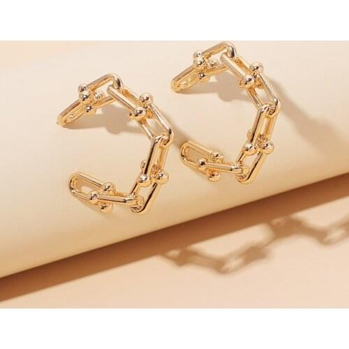 Hiphop Thick Link Chains Earrings for Women Big Exaggerated Long Drop Earrings pendientes Fashion Statement Earrings Jewelry