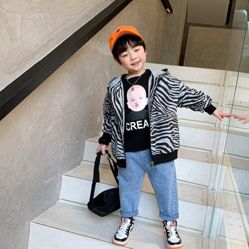 Zebra Pattern Spring Autumn Boy Coat Overcoat Top Kids Costume Teenage Gift Children Clothes High Quality Plus Size