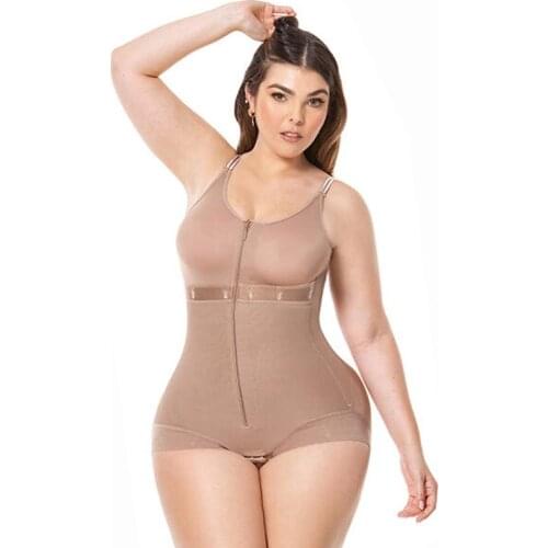 High Compression Bodysuit PostpartumTummy Control Shapewear Slimming Fajas Lace Adjustable Thin Strips