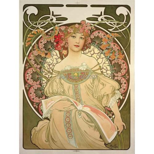 High quality Champagne Alphonse Mucha oil painting canvas Hand painted Portrait Modern Art Reproduction