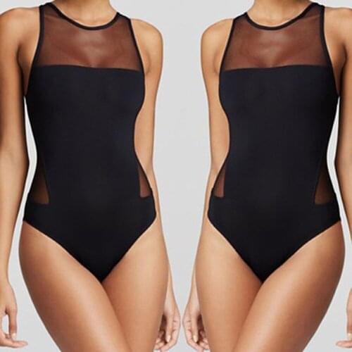 Swimsuit Women Sexy Swimming Set Swimwear Bikini New Black Sexy Gauze Backless Elastic Beachwear summer bikini maillot de bain