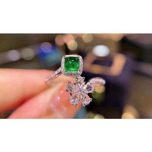 H818 Emerald Ring 0.45ct Pure 18K Gold Jewelry Colombia Vivid Green Emerald Gemstone Diamond Female Rings for women Fine Ring