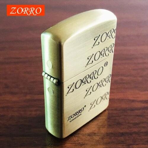 Zorro retro kerosene lighter copper shell cotton oil windproof smoking gift for boyfriend kitchen gadgets cigarettes accessory