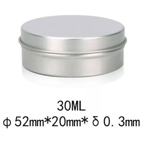 1000pcs 52*20mm 30ml Metal Aluminium Silver Box Empty Sample Container cream Box Cosmetic Tin Containers Pot Jar perfume storage