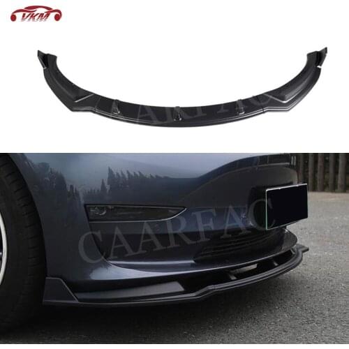 3PCS ABS Gloss Matt Carbon look fiber Car Front Bumper Lip Splitters Spoiler Body Kits for Tesla Model 3 2018 2019 2020